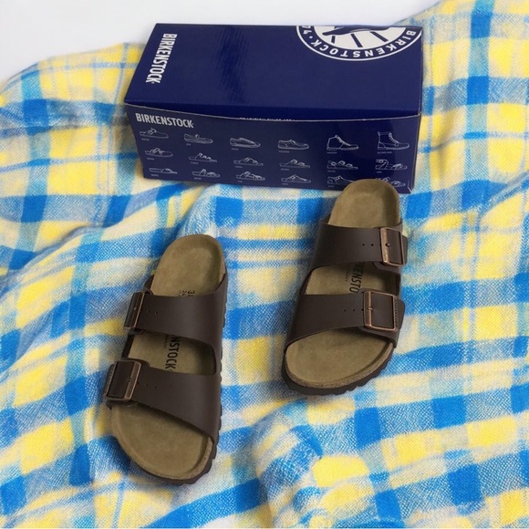 Birkenstock Shoes - Birkenstock Arizona Dark Brown Narrow Leather Sandals